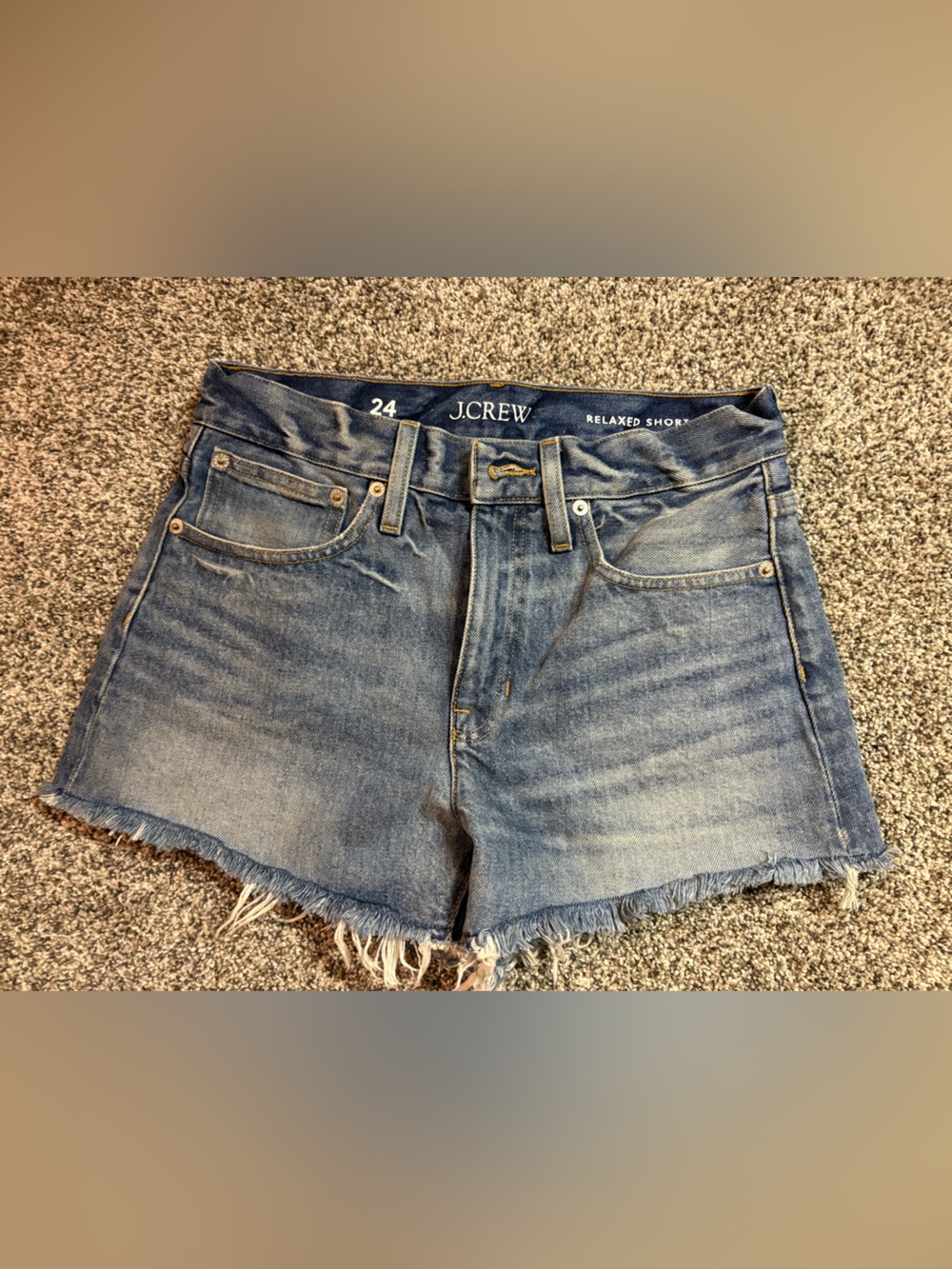 J.Crew Blue Denim Frayed Hem Relaxed Shorts